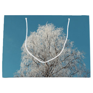 Sacola Para Presentes Grande Uma Árvore Selvagem Branca Contra Céu Azul Sem Nuv