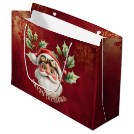 Sacola Para Presentes Grande Uma galinha-branca Santa Claus