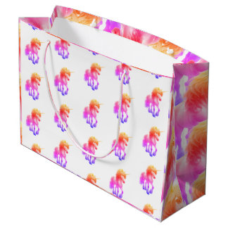 Sacola Para Presentes Grande Unicorn Neon Gift Bag