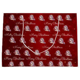 Sacola Para Presentes Grande Unicórnio Natal Magnífico Vermelho Natal