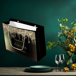 Sacola Para Presentes Grande Unidades de Marca Exclusivas de Nome Dourado Preto