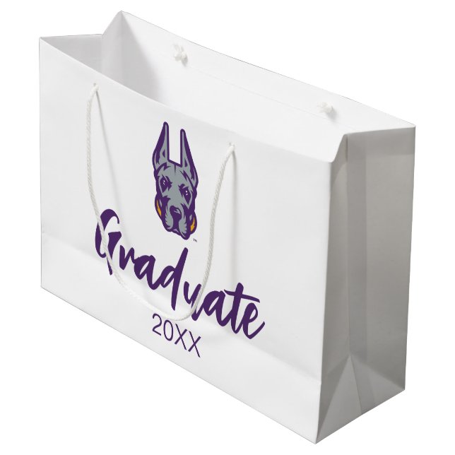Sacola Para Presentes Grande Universidade de Albany Great Dane Mascot Head (Frente inclinada)