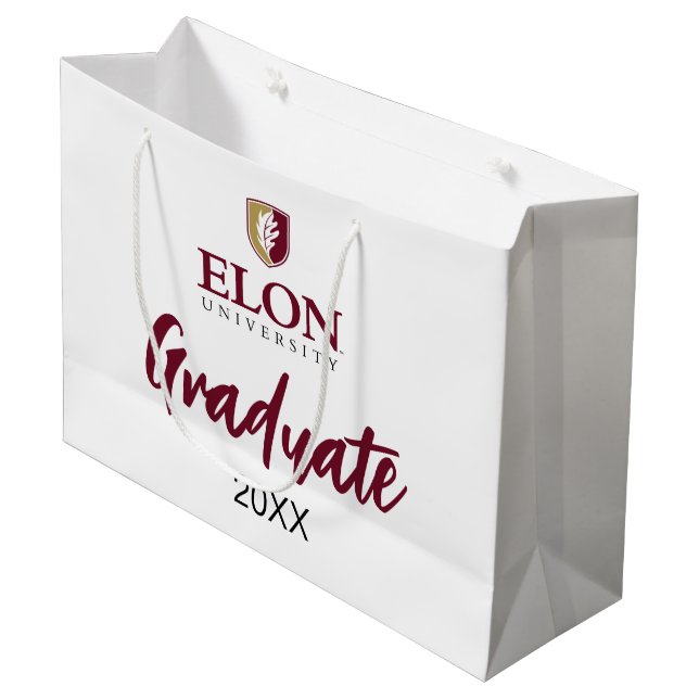 Sacola Para Presentes Grande Universidade Elon | Formando 20XX (Frente inclinada)