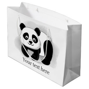 Sacola Para Presentes Grande ursinho panda bonitinho adicionar texto Grande par