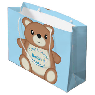 Sacola Para Presentes Grande Urso Azul