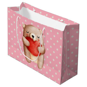 Sacola Para Presentes Grande Urso Corado Corado Corado Carregando