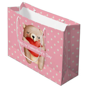 Sacola Para Presentes Grande Urso de Corda Bonita Carregando um Dia de os namor