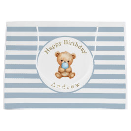 Sacola Para Presentes Grande Urso de Teddy com Grelhas Minimalistas Personaliza