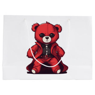 Sacola Para Presentes Grande Urso fofo menino vermelho