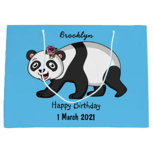 Sacola Para Presentes Grande Urso panda bonito e feliz com desenho animado