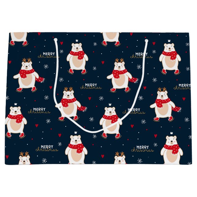 Sacola Para Presentes Grande Urso Polar de Natal (Frente)