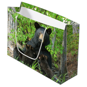 Sacola Para Presentes Grande Urso Preto e Cubos Gêmeos