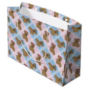 Sacola Para Presentes Grande Ursos de Teddy Rosa e Azul