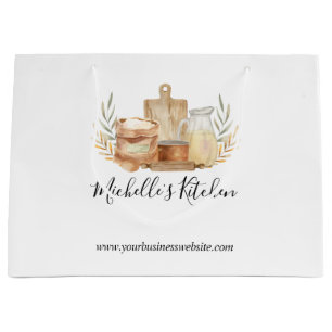Sacola Para Presentes Grande Utensílios de Cozinha Comida Aquarela Catering Dom