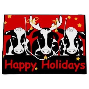Sacola Para Presentes Grande Vacas de Natal