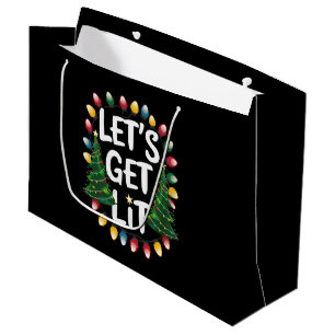 Sacola Para Presentes Grande Vamos Ficar Bêbados Camiseta Engraçada de Natal Lu