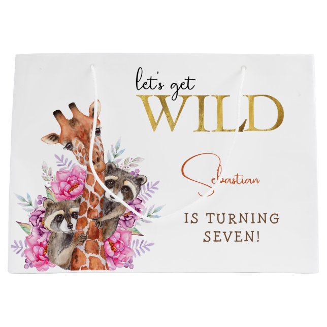 Sacola Para Presentes Grande Vamos ganha festa de aniversário de criança de ani (Frente)