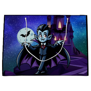 Sacola Para Presentes Grande Vampiro bonitinho e branco do Halloween