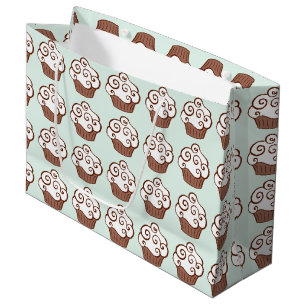 Sacola Para Presentes Grande Vanilla Cupcakes Mint Gift Bag
