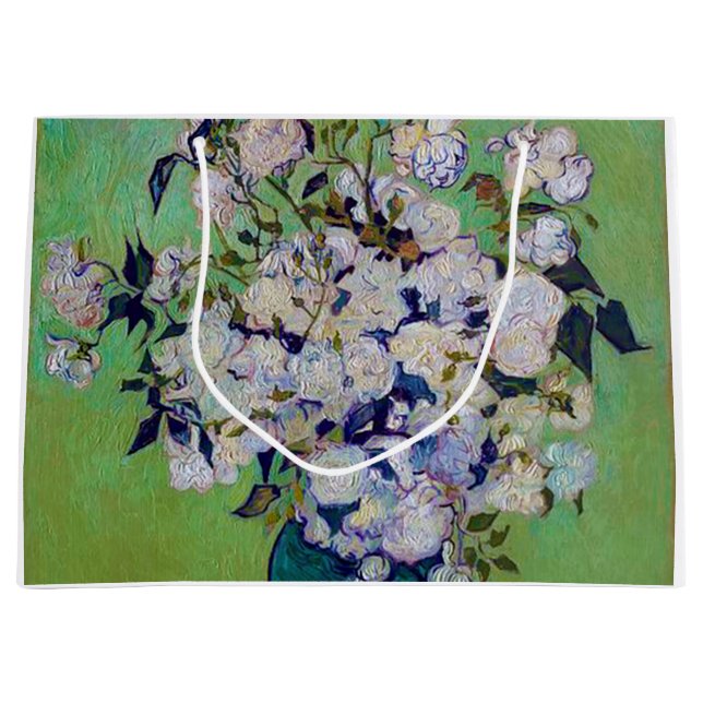 Sacola Para Presentes Grande Vaso de Rosas, Vincent van Gogh (Frente)