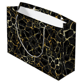 Sacola Para Presentes Grande Veia Dourada Kintsugi Preta