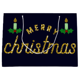 Sacola Para Presentes Grande Vela de Natal com brilho