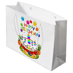 Sacola Para Presentes Grande Velas de bolo de Fruta de presente de aniversário
