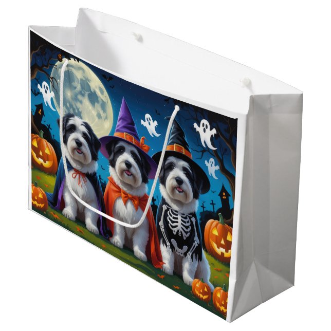 Sacola Para Presentes Grande Velha Inglesa Ovino Pumpkin Halloween Engraçado (Frente inclinada)