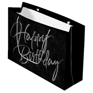 Sacola Para Presentes Grande Velvet Onyx Grunge   Feliz Aniversário Vampiro Neg
