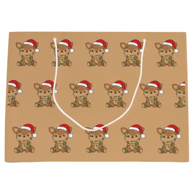 Sacola Para Presentes Grande Vendedores de inverno Deer Large Gift Bag (Frente)