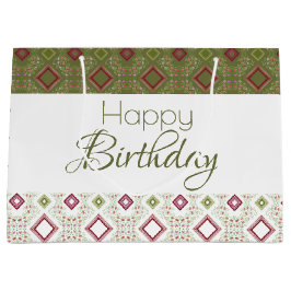 Sacola Para Presentes Grande Verde-Oliva E Branco