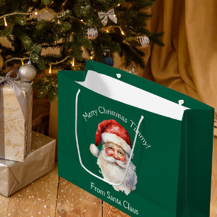 Sacola Para Presentes Grande Verde Personalizado Do Natal Crianças Do Pai Natal