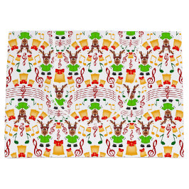 Sacola Para Presentes Grande Verdes Festivos E Douradas Reindeiros De Natal Kas