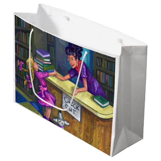 Sacola Para Presentes Grande Verificação da biblioteca para fora (Frente inclinada)