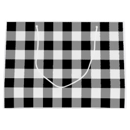 Sacola Para Presentes Grande Verificação de Buffalo Preto e Branco