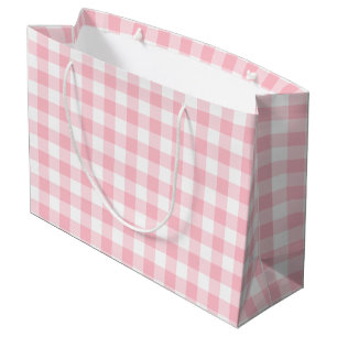 Sacola Para Presentes Grande Verificações de Gingham de grandes dimensões, rosa