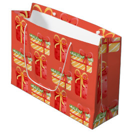 Sacola Para Presentes Grande Vermelho, Amarelo Presente Vermelho Laranja Grande