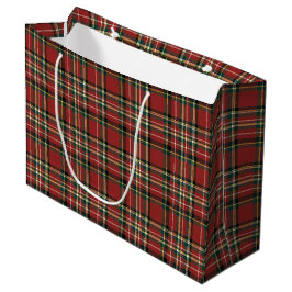 Sacola Para Presentes Grande Vermelho Clássico Xadrez Tartan Natal Aconchegante