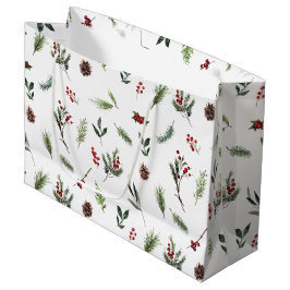 Sacola Para Presentes Grande Vermelho Quente Simples de inverno Aquarela Natal