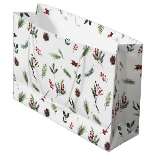 Sacola Para Presentes Grande Vermelho Quente Simples de inverno Aquarela Natal