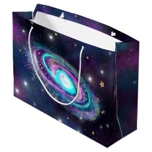Sacola Para Presentes Grande Via Látea Galaxy Azul Cósmico Cor-de-rosa-rosa