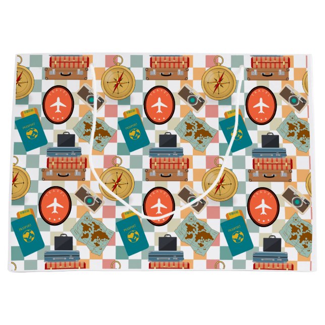 Sacola Para Presentes Grande Viagem de Férias Verificadas Retroativamente Consi (Frente)