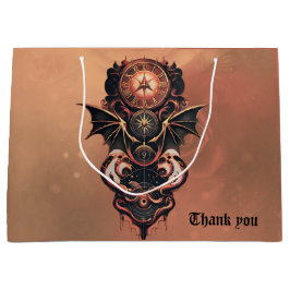 Sacola Para Presentes Grande Viagem de tempo místico com asas, relógio de galão