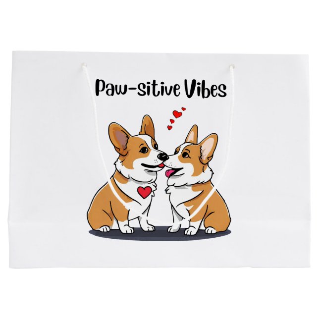Sacola Para Presentes Grande Vibes Corgis Apaixonados (Verso)