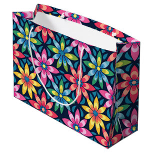 Sacola Para Presentes Grande Vibração Vintage dos Anos 60 Mod Daisies Estampa T