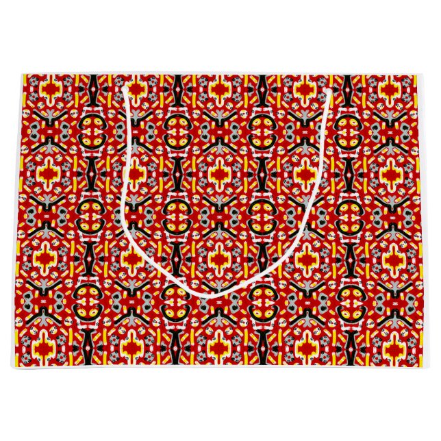 Sacola Para Presentes Grande Vibrant Tribal Fusion Geometric Symmetry Pattern (Frente)