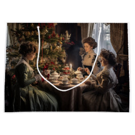 Sacola Para Presentes Grande Victorian Christmas Tea Party