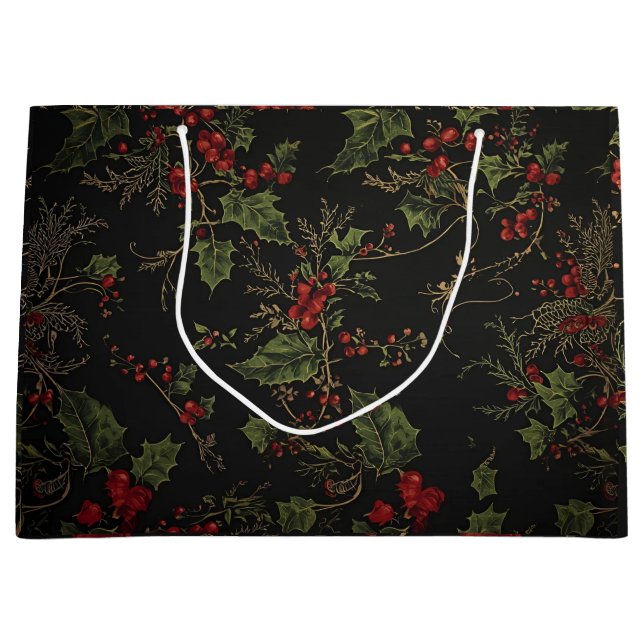 Sacola Para Presentes Grande Victorian Crimson Xmas Gift Bag (Frente)