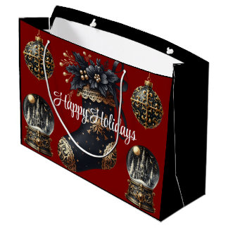 Sacola Para Presentes Grande Victorian Gothic Holiday Gift Bag – Large Festive