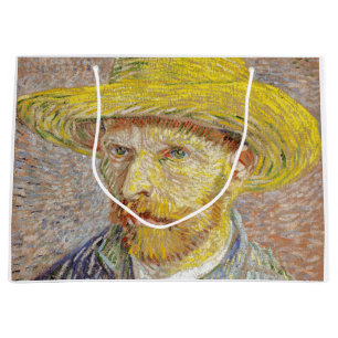 Sacola Para Presentes Grande Vincent van Gogh - Autorretrato com Chapéu de Palh